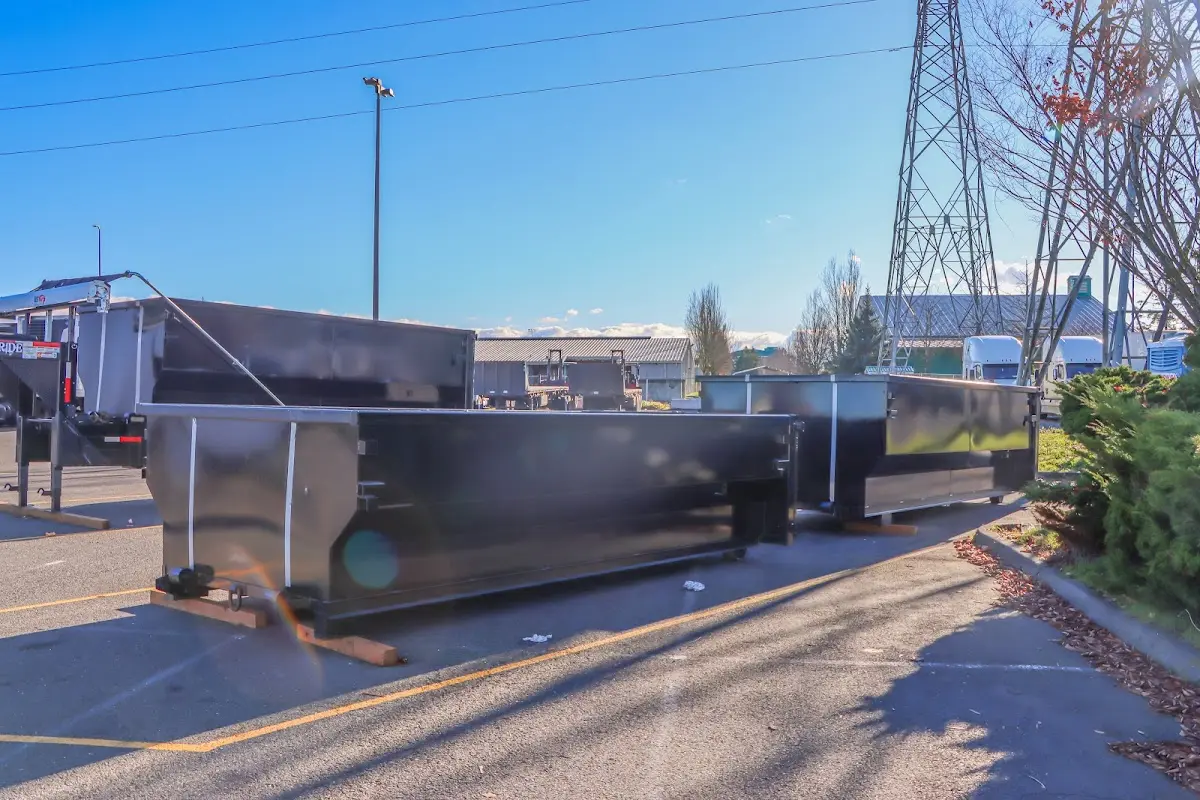 Roll-off dumpster ready for waste disposal at job site for 2 Yard Dumpster Rental in St. Anthony